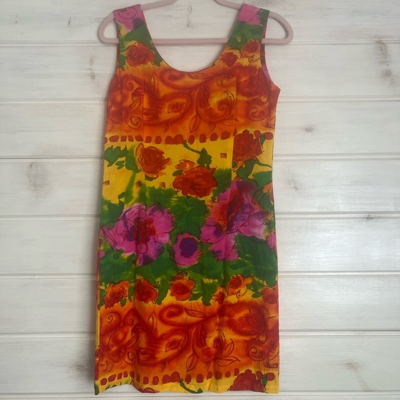 Jams World Dresses & Skirts - Jams World Dress Sz 5 Vintage Floral Vibrant Hawaiian Roses Tank Top Shift USA